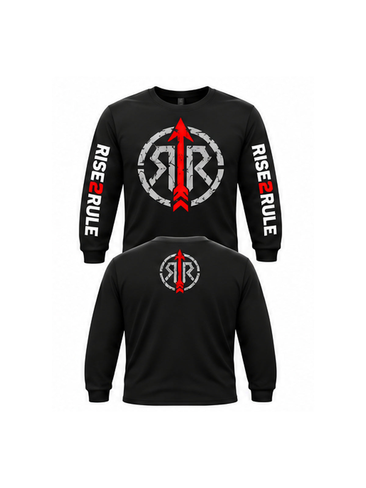 Rise2Rule Black Grey Red complete front and back long sleeve