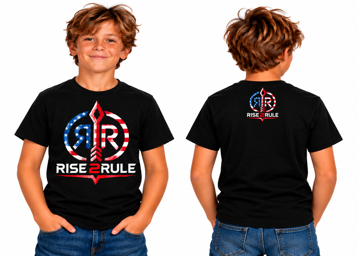 Rise2Rule Unisex Youth Tee — Black American Flag