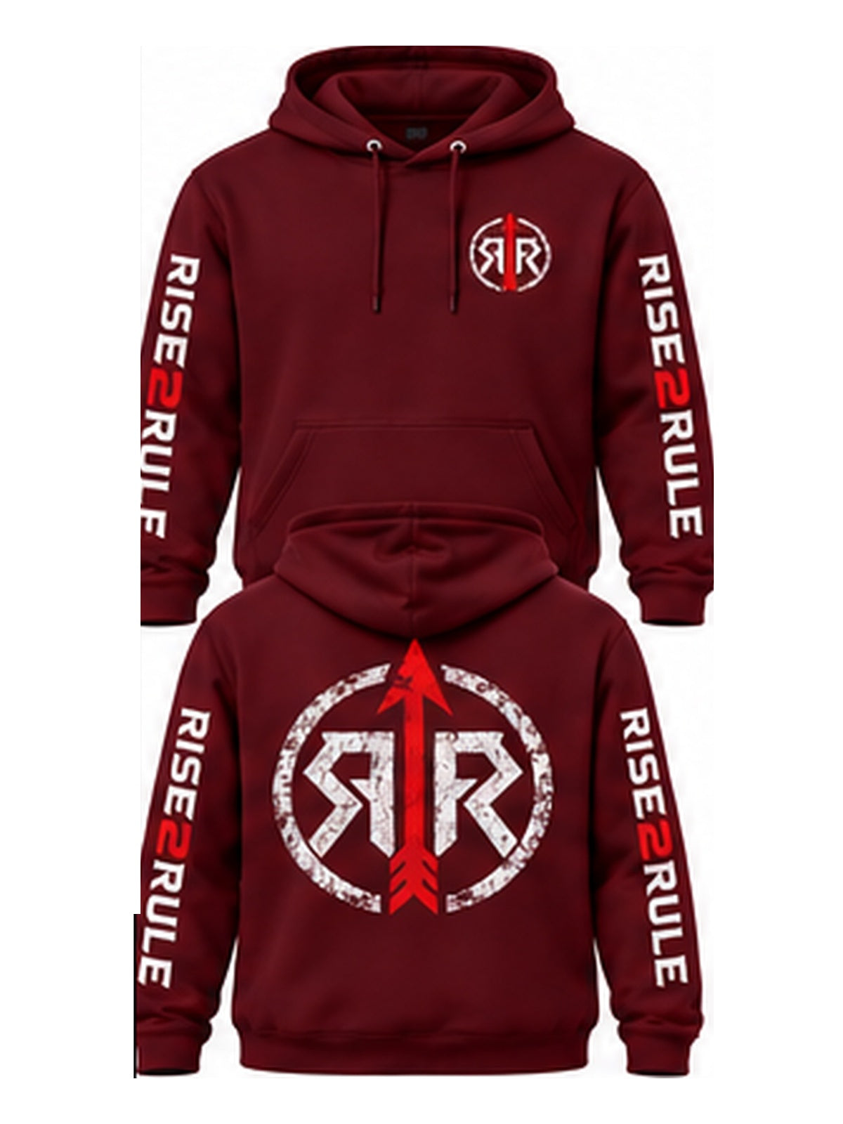 Rise2Rule Cardinal hoodie front and back clean standardized