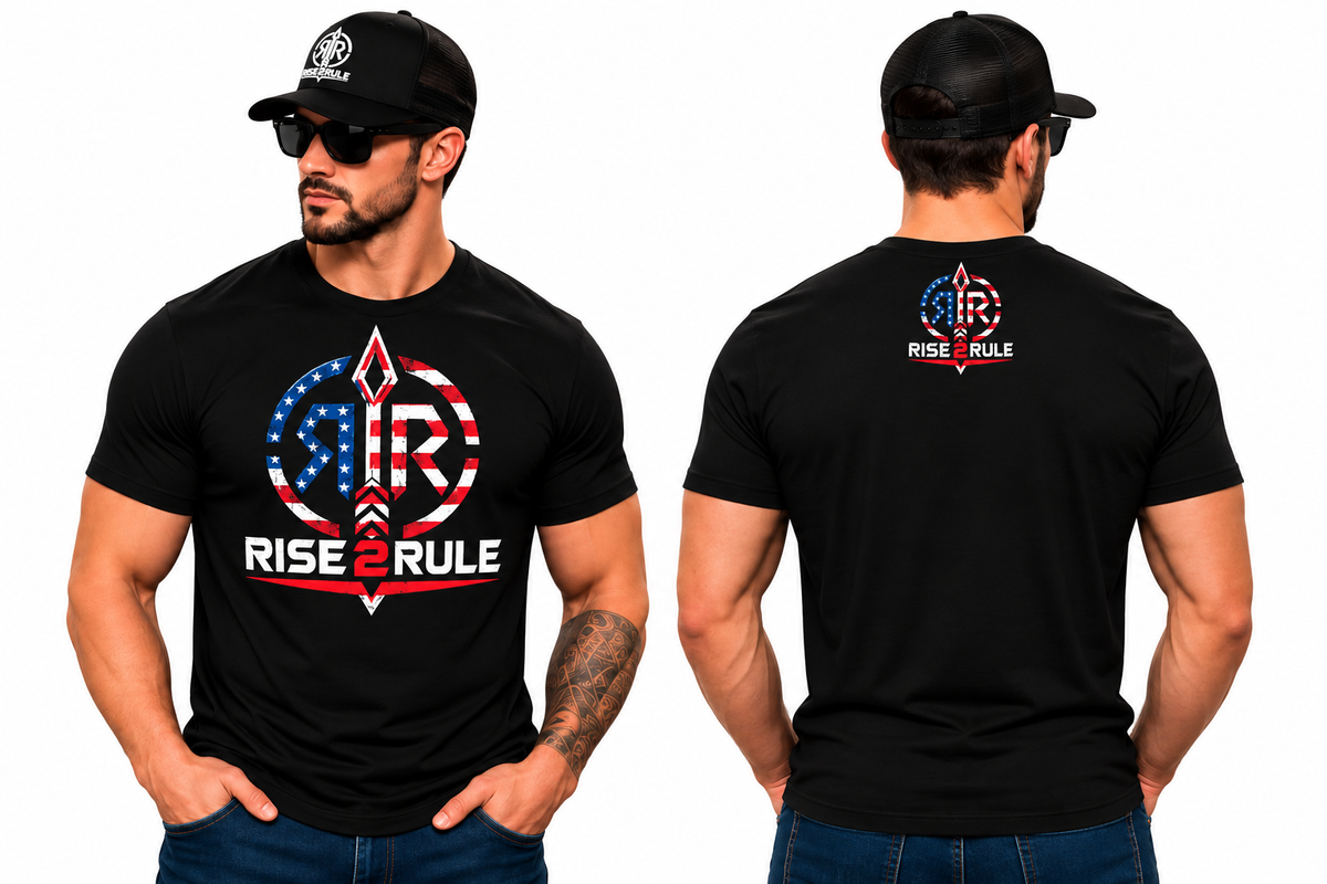 Rise2Rule Men's Tee — Black American Flag