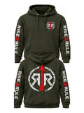 Rise2Rule Military Green hoodie front and back uniform size