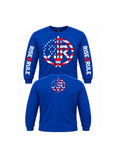 Rise2Rule True Royal American Flag front and back full shirt view